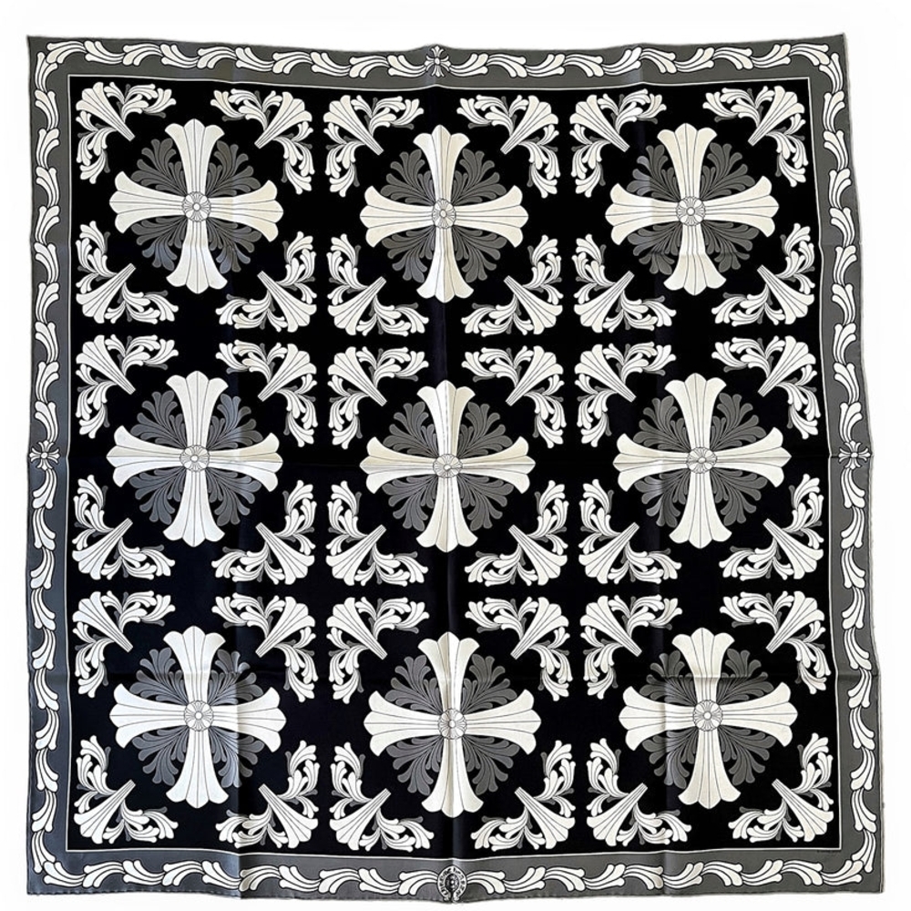Authentic Chrome Hearts Silk Cross French Scarf
